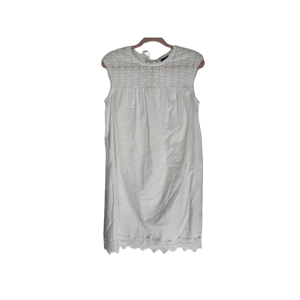 Who What Wear White 100% Cotton Aline Crochet Trim To Knee Babydoll Dress Size S
